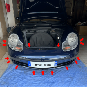 Démontage pare-chocs avant porsche 996